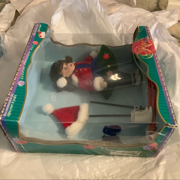 SKIING DOLL PORCELAIN XMAS WINTER DRESS VINTAGE SET - Picture 10 of 11